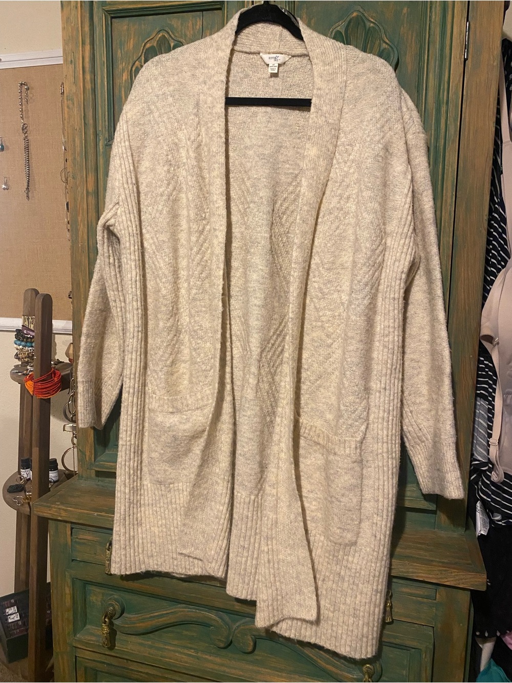 Terra & Sky Cream Open-Front Pocket Cardigan
